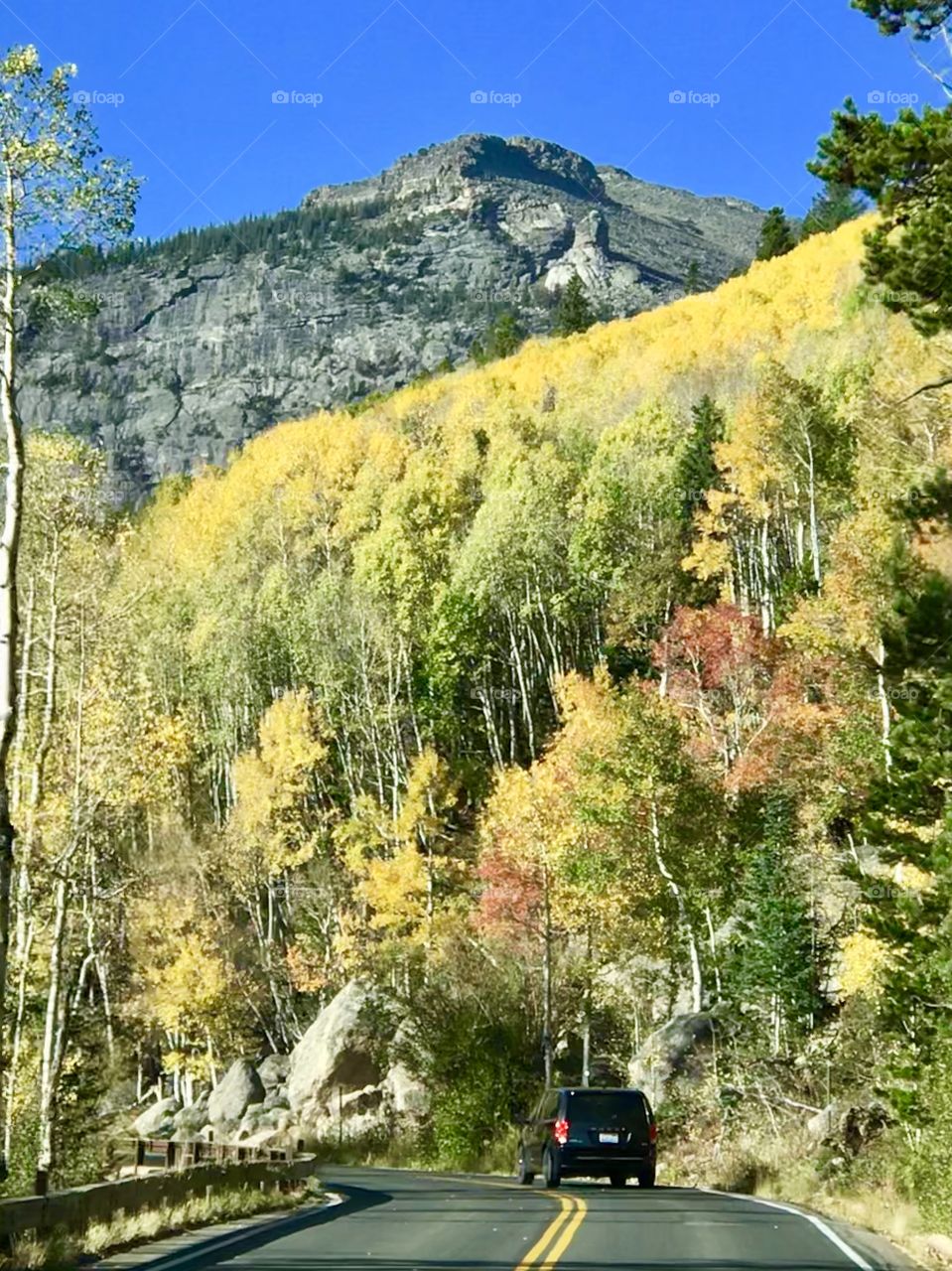 Driving through Glacier Gorge on a Beautiful Crisp Fall day