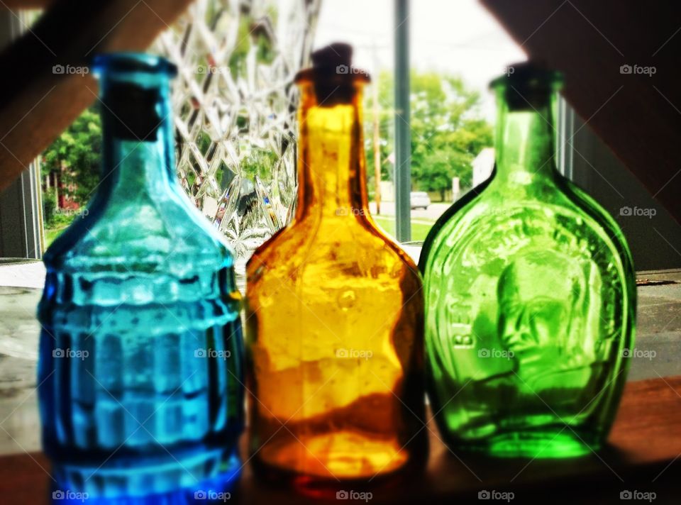 Old bottles . At the antique store...