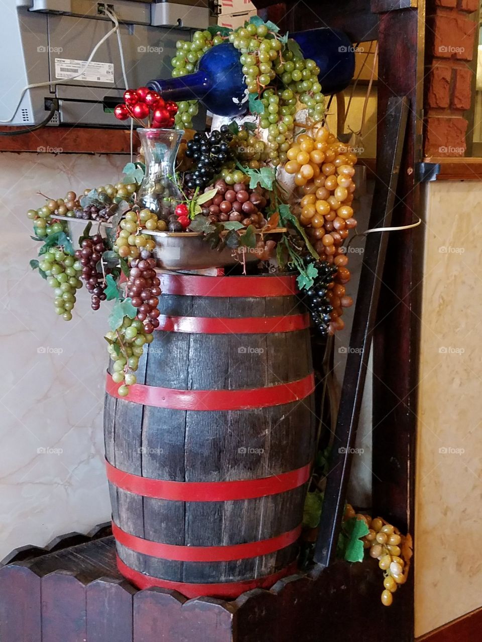 the barrel and fruits