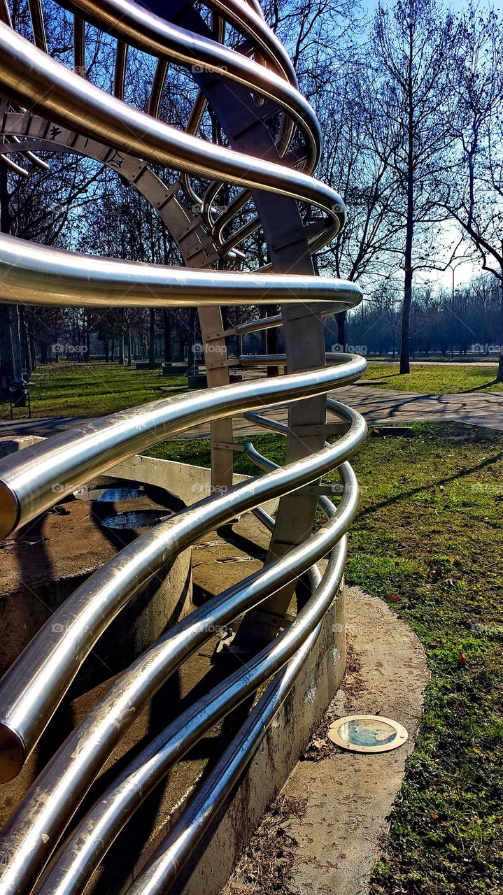 sculpture, modern, contemporary, art, steel, outdoor, winter, park,