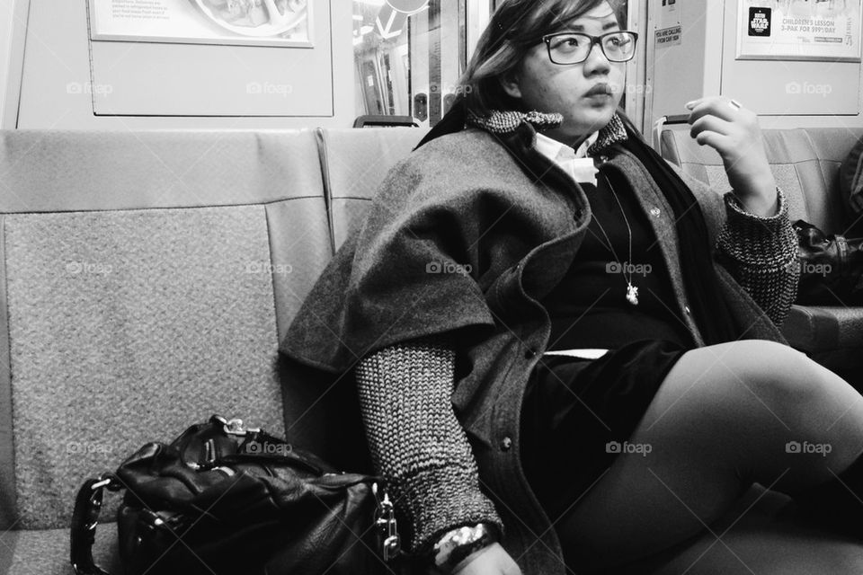 Woman on train