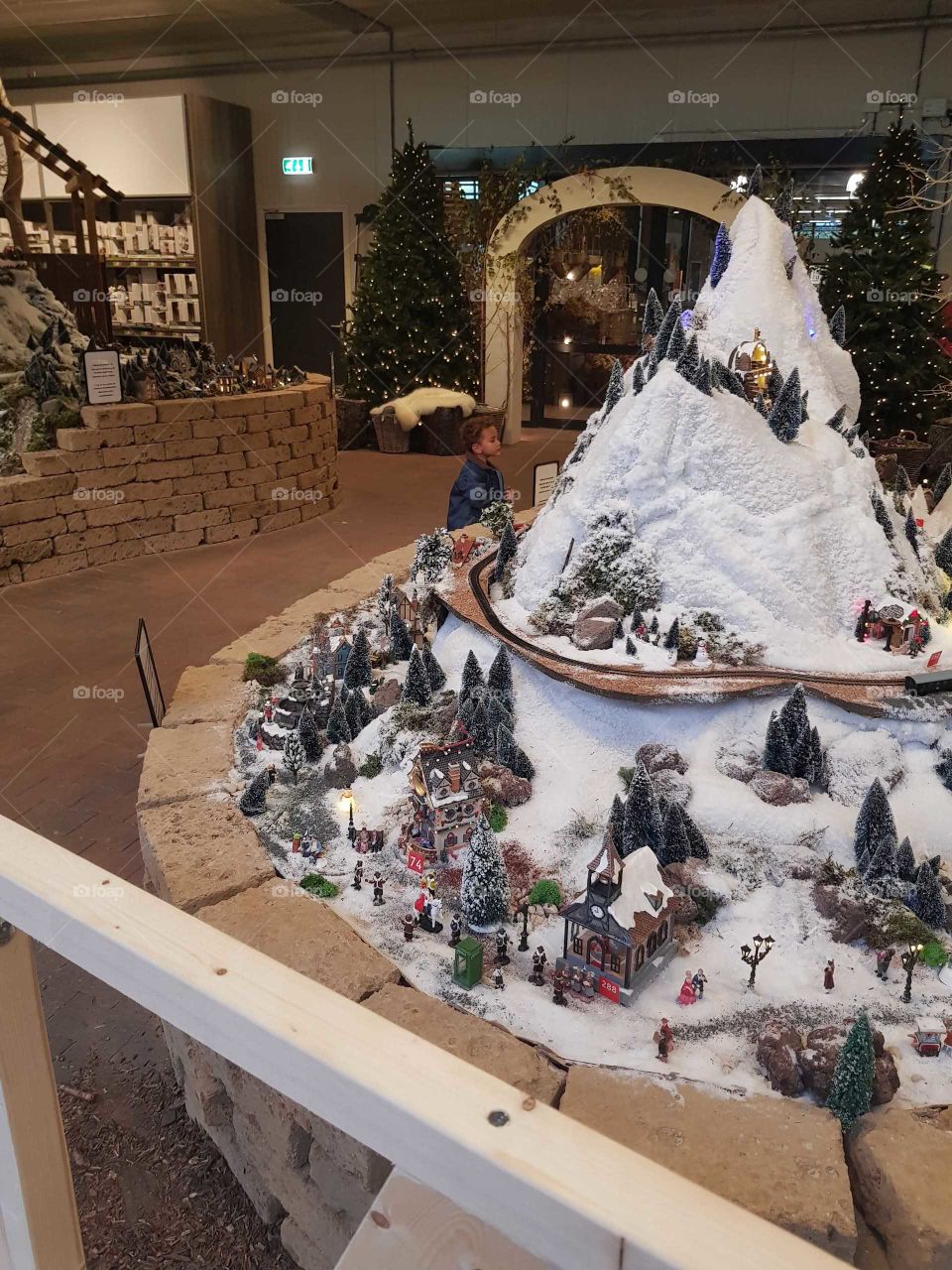 christmas, village, holiday,train, mountain  snow winter landscape