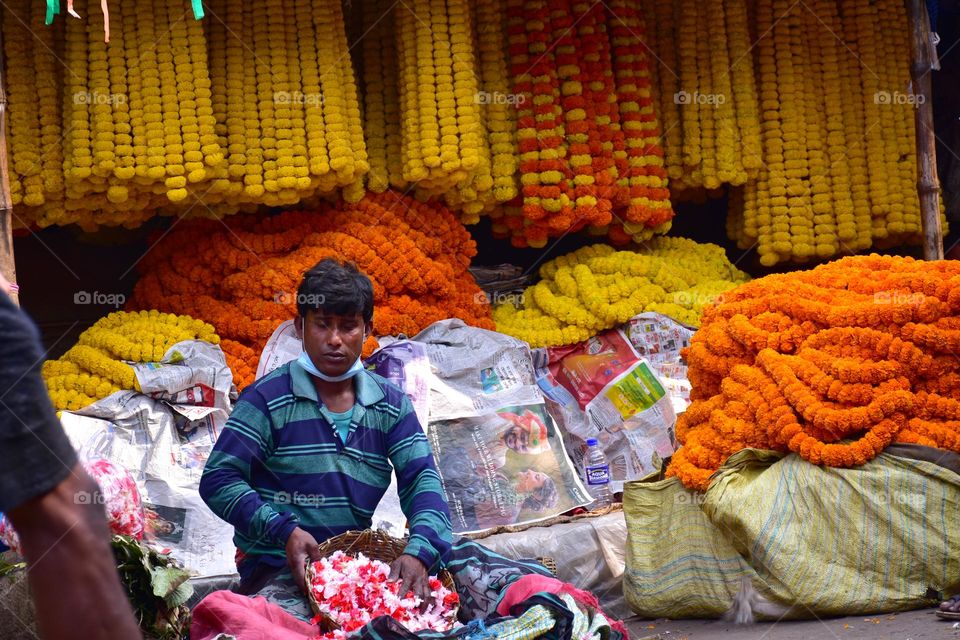 Flower seller in the market
