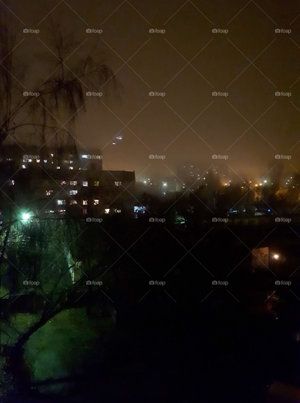 View from the window_stars fall or UFO