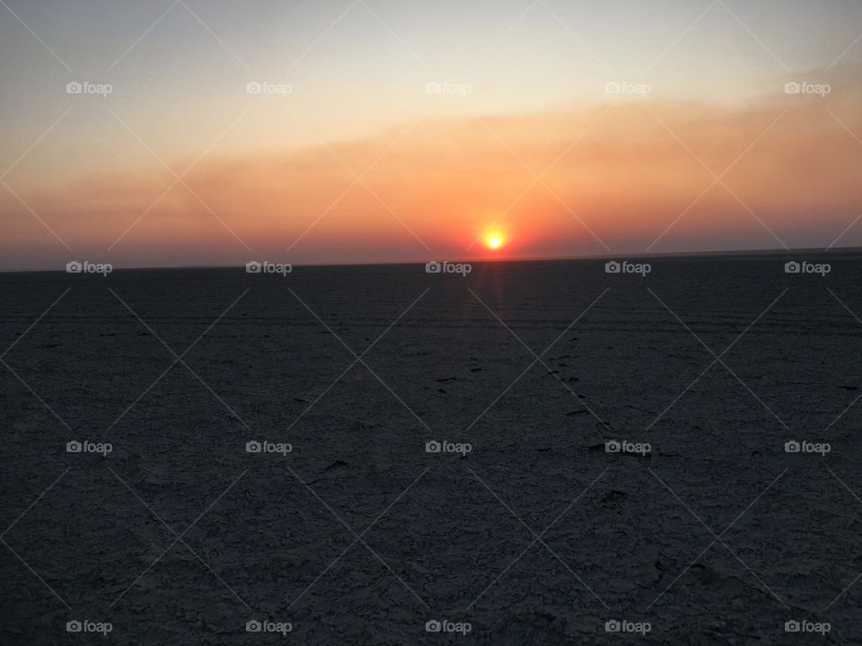 Sunset on the salty plains of Africa 