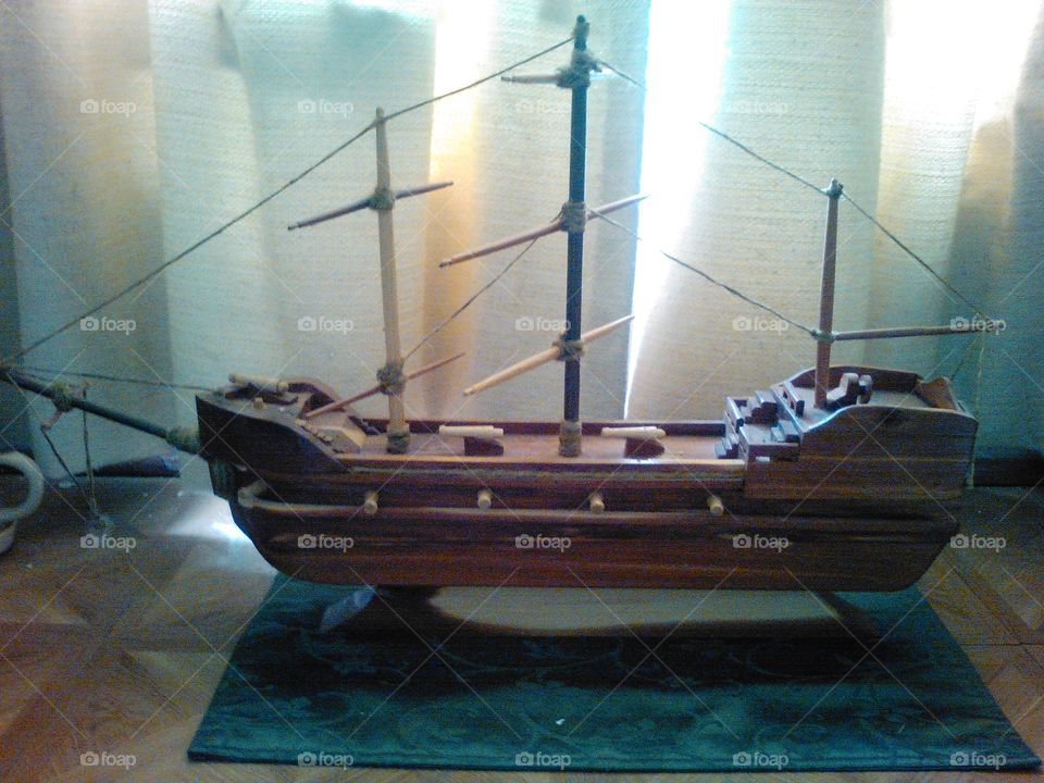 hand made ship. made this out of cedar wood. 
