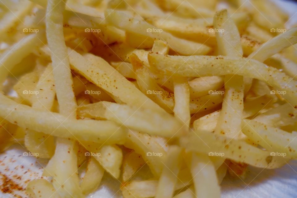Deep-fried potato: French fries/ chips.