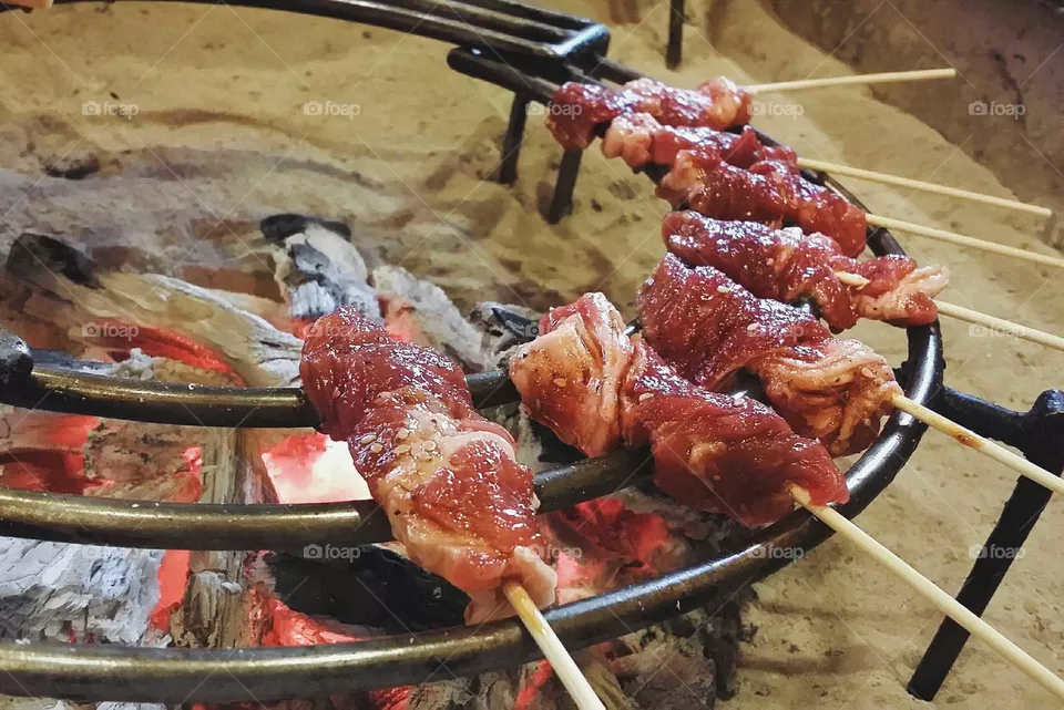 Barbecue, No Person, Meat, Food, Flame