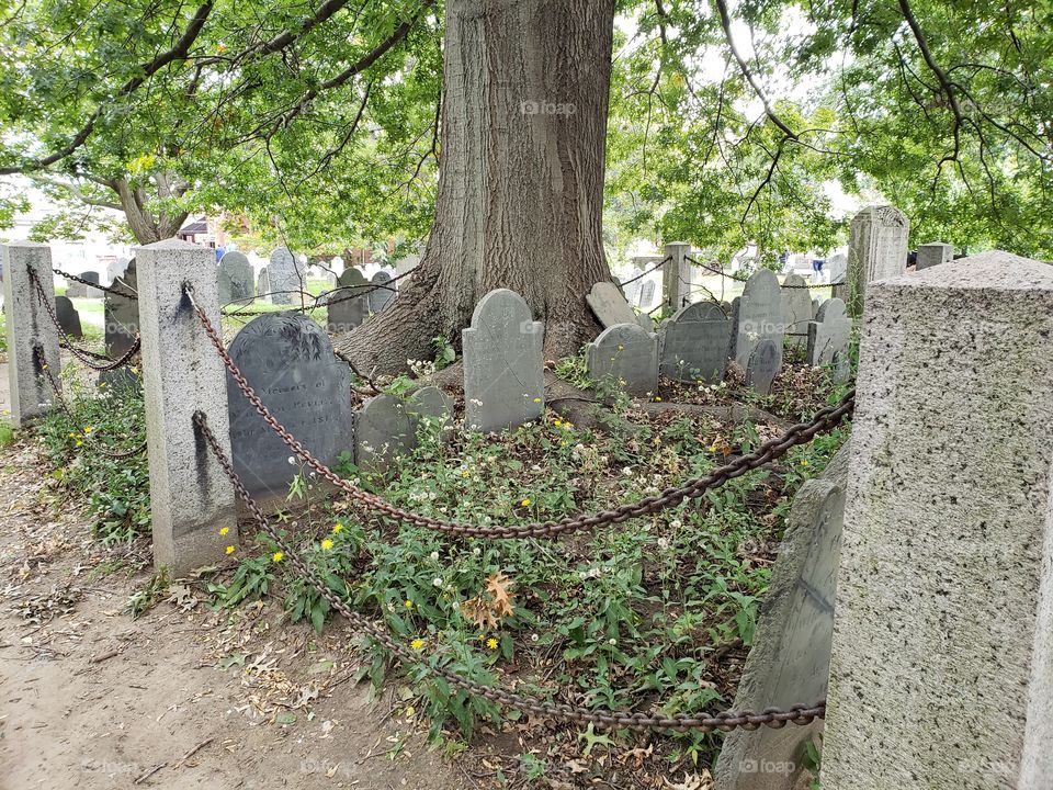 Cemetery plot for family, in cemetery for Salem Witch Trial victims