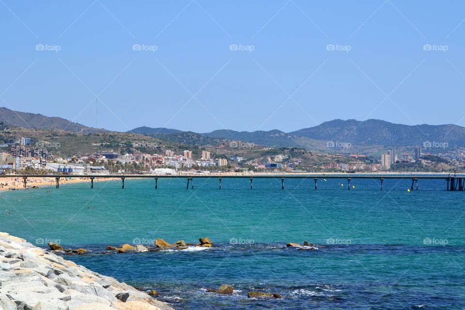 Pont del Petroli in the beach of Badalona