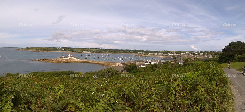 Looking down on St Mary’s harbour on the Isles of Scilly 
