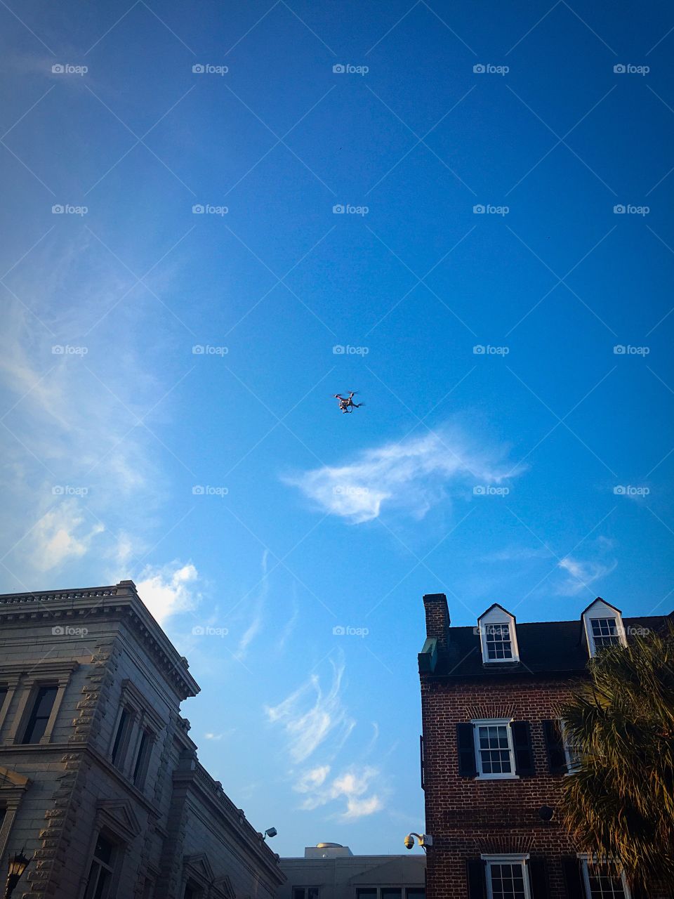 Drone over Charleston. Old meets new