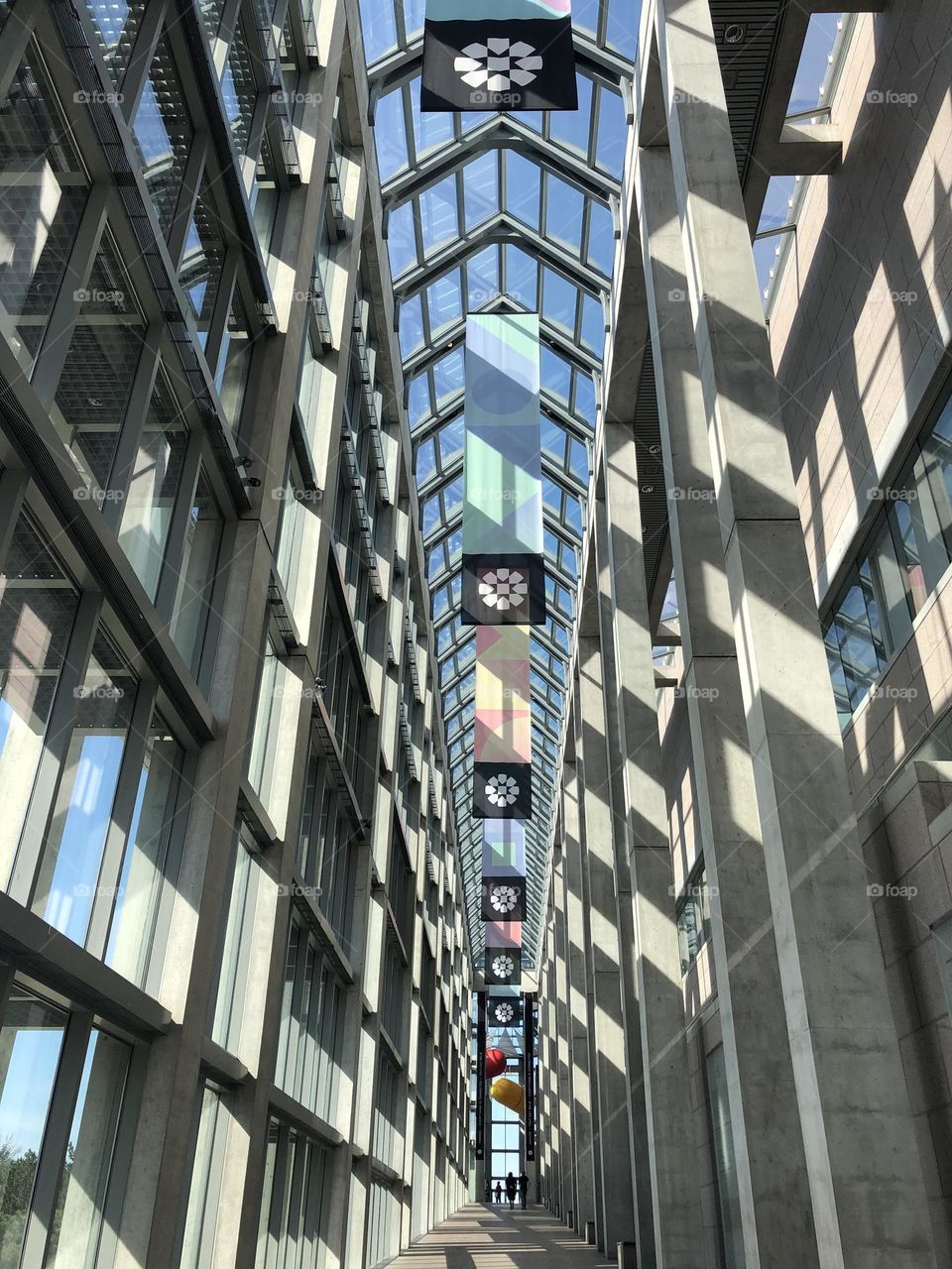 Indoor view with shapes and shadows and a modern architecture 