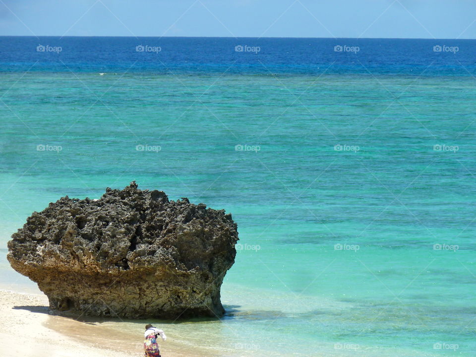 on the beach in Okinawa