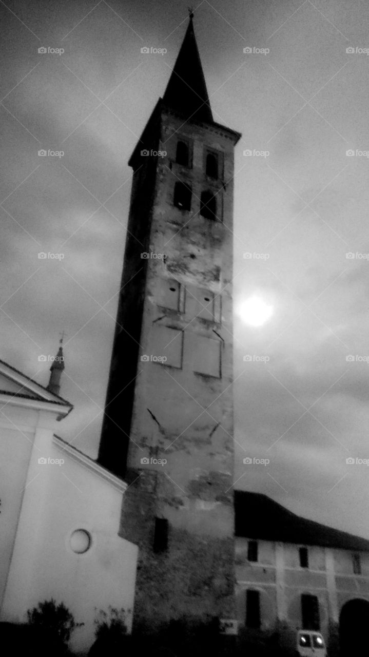 Fog moon on a mysterious night