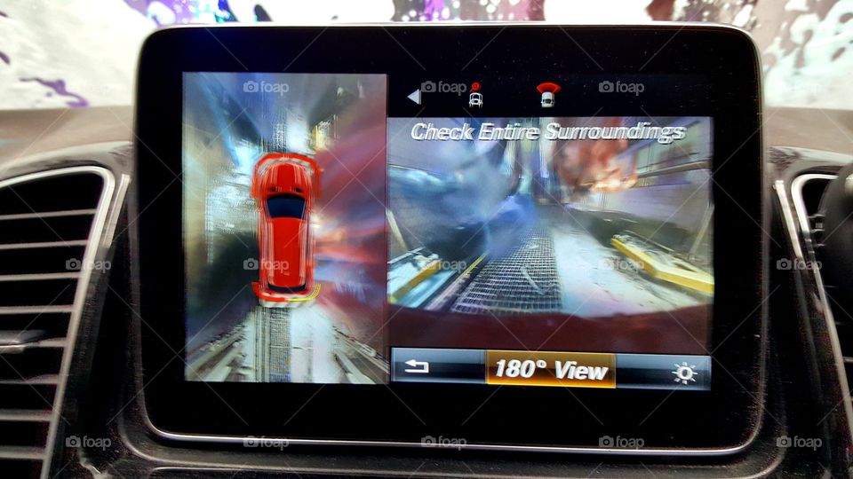 surround vision from inside the car as it goes through a carwash