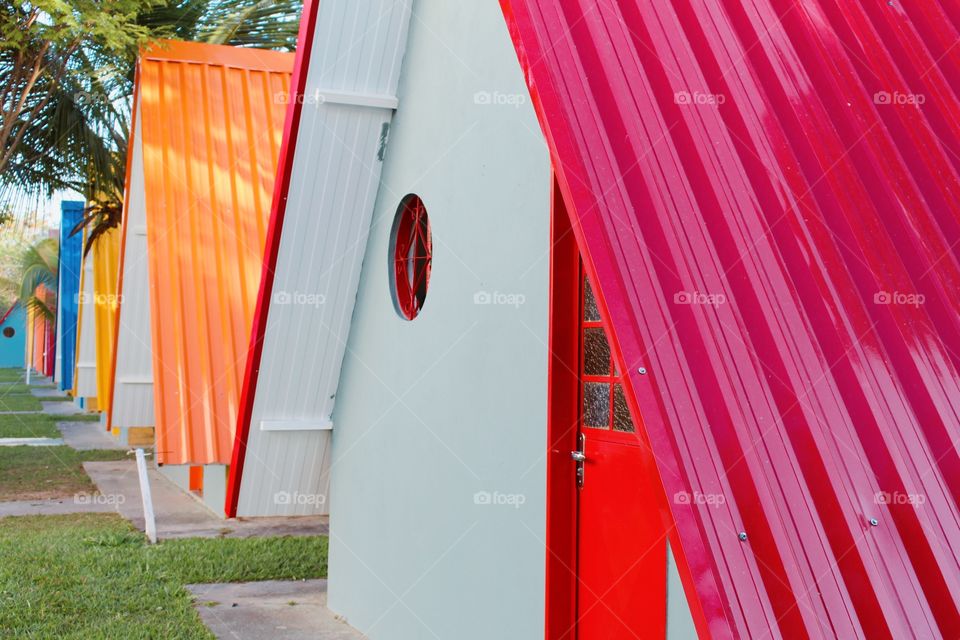 houses with triangle shaped roofs