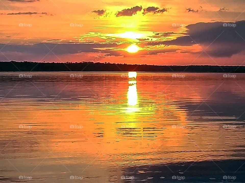 sunset over the river