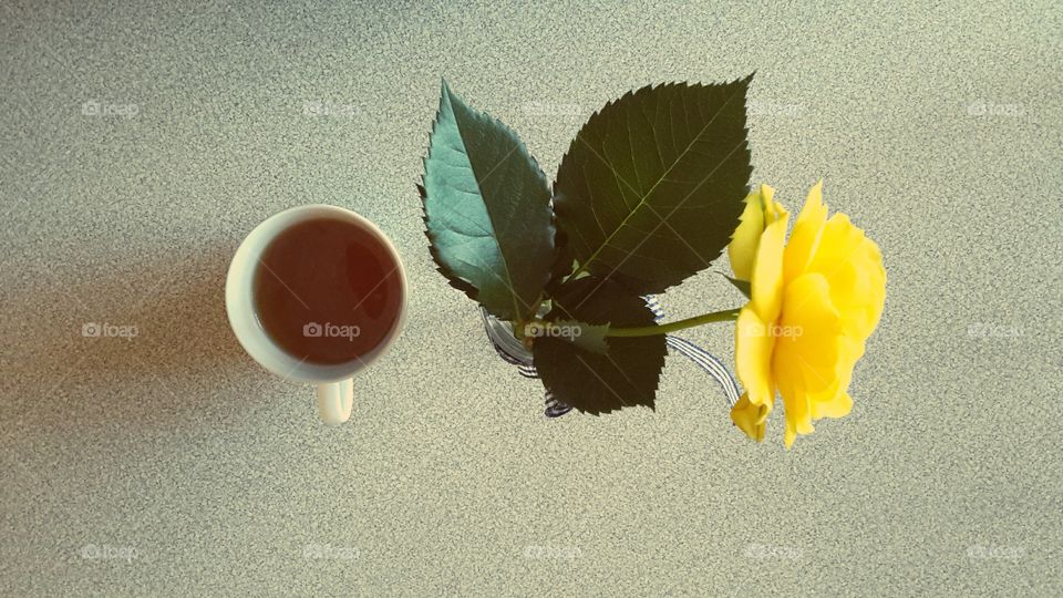 Tea & a yellow rose