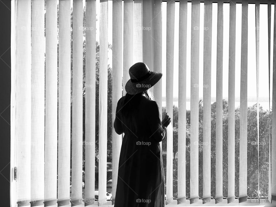 Woman and blinds 