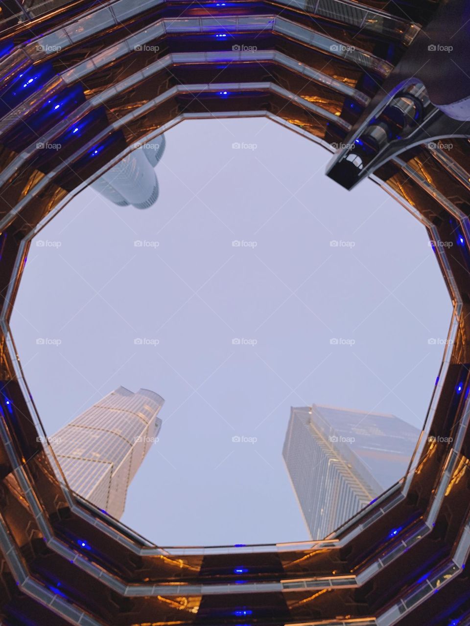 Looking up from inside the vessel Hudson Yards 