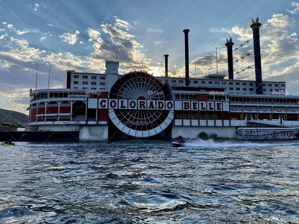 Sunset over the Colorado Belle from the Colorado River 