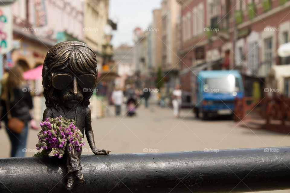 Metal miniature on Corzo street Uzhorod Ukraine