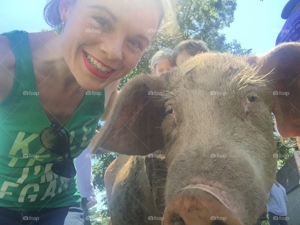 Piggy Selfie . A selfie I took when I got to meet Horton the pig at the Gentle Barn Tennessee.