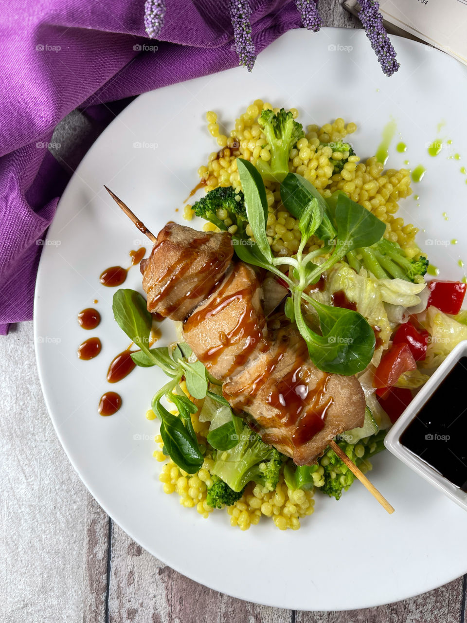 Turkey with couscous and salad