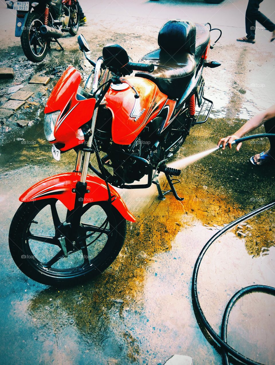 Honda India motorcycle washing