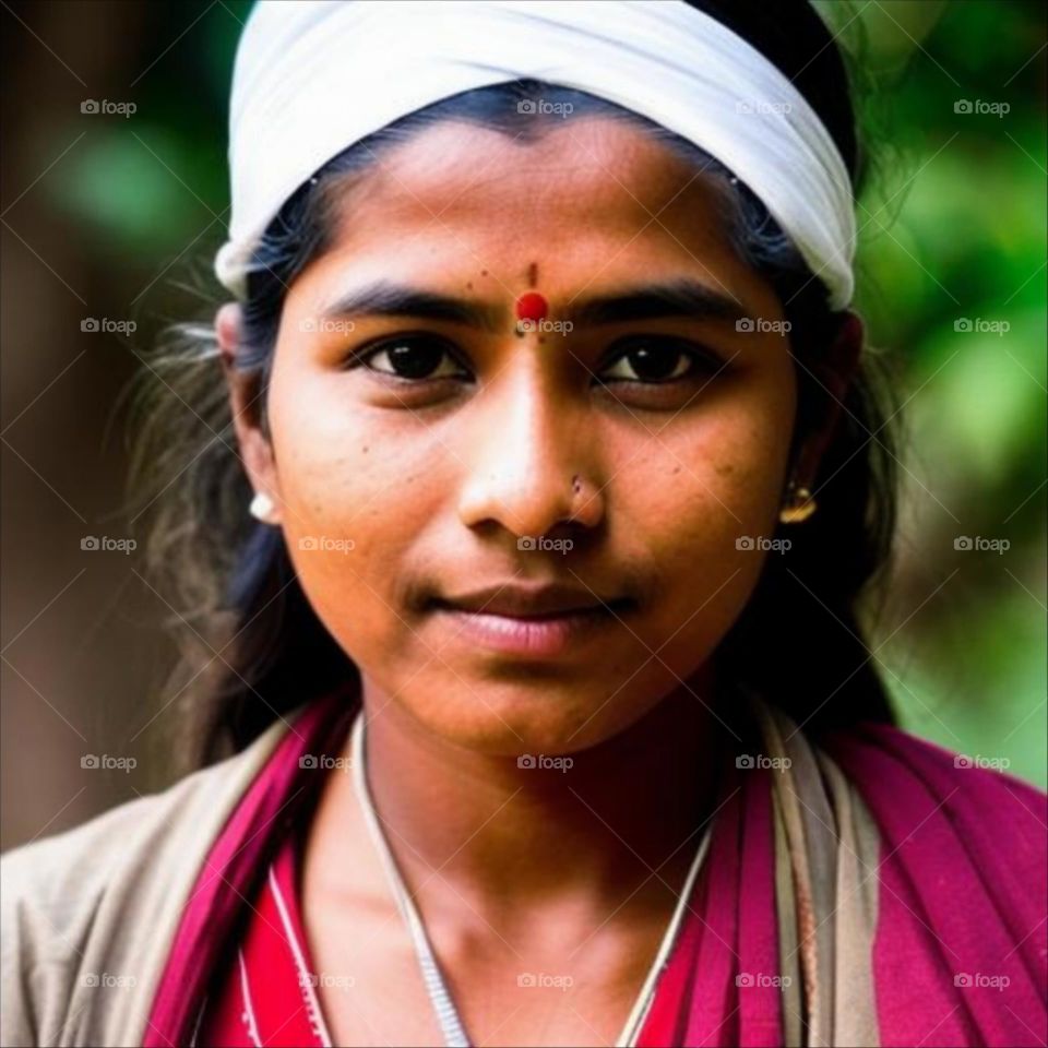 Indian village girl smiling face portrait