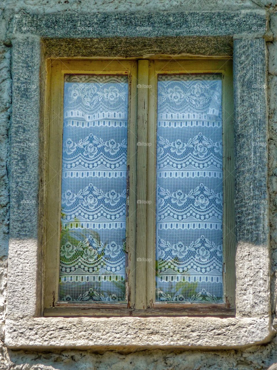 Window with curtain