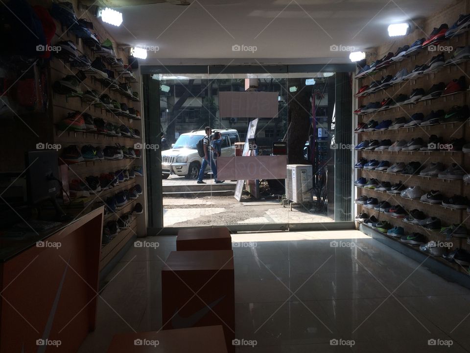 Inner view of a shoe store in India 
