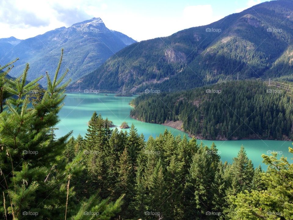 Scenic view of lake against mountain