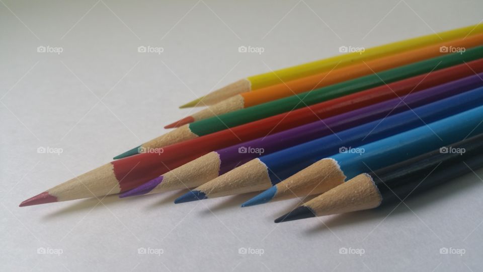 color pencils collection . Macro of color pencils