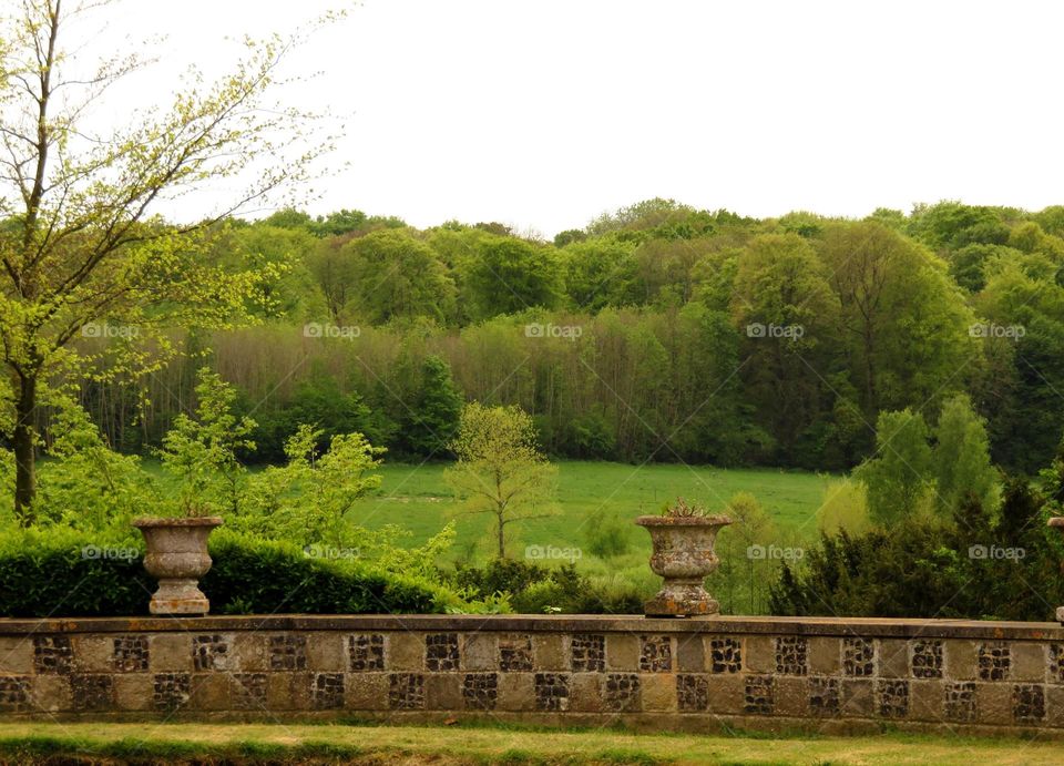 beautiful landscape . domain of the castle of Régniere Ecluse Somme France 