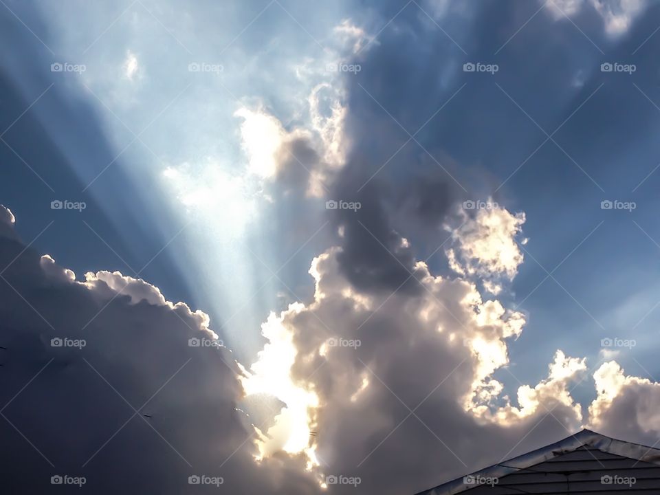 Divine light. Light passing through the clouds 