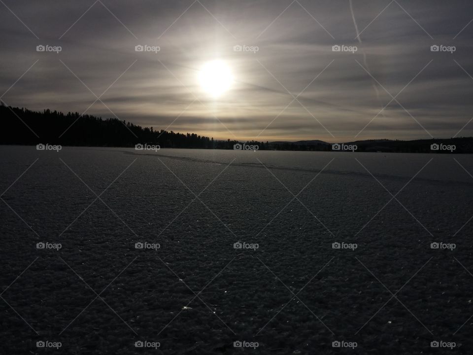 Frozen Lake Sunset