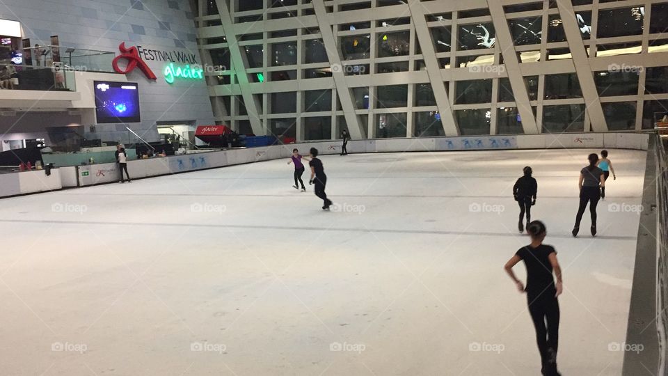 Festival Walk Ice Rink in Hong Kong, Festival Walk Mall. A Program in backwards order. 