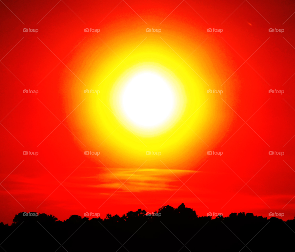 red sunset orange sun by lightanddrawing