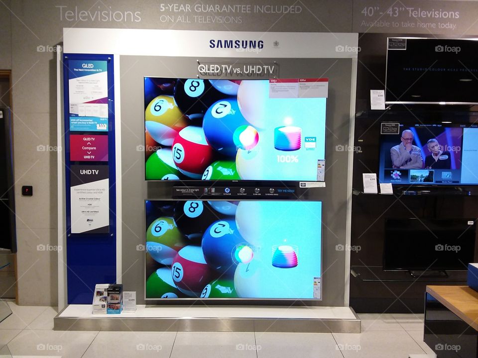 Samsung QLED television comparison wall mounted televisions 4K Ultra High Definition TV at Peter Jones London