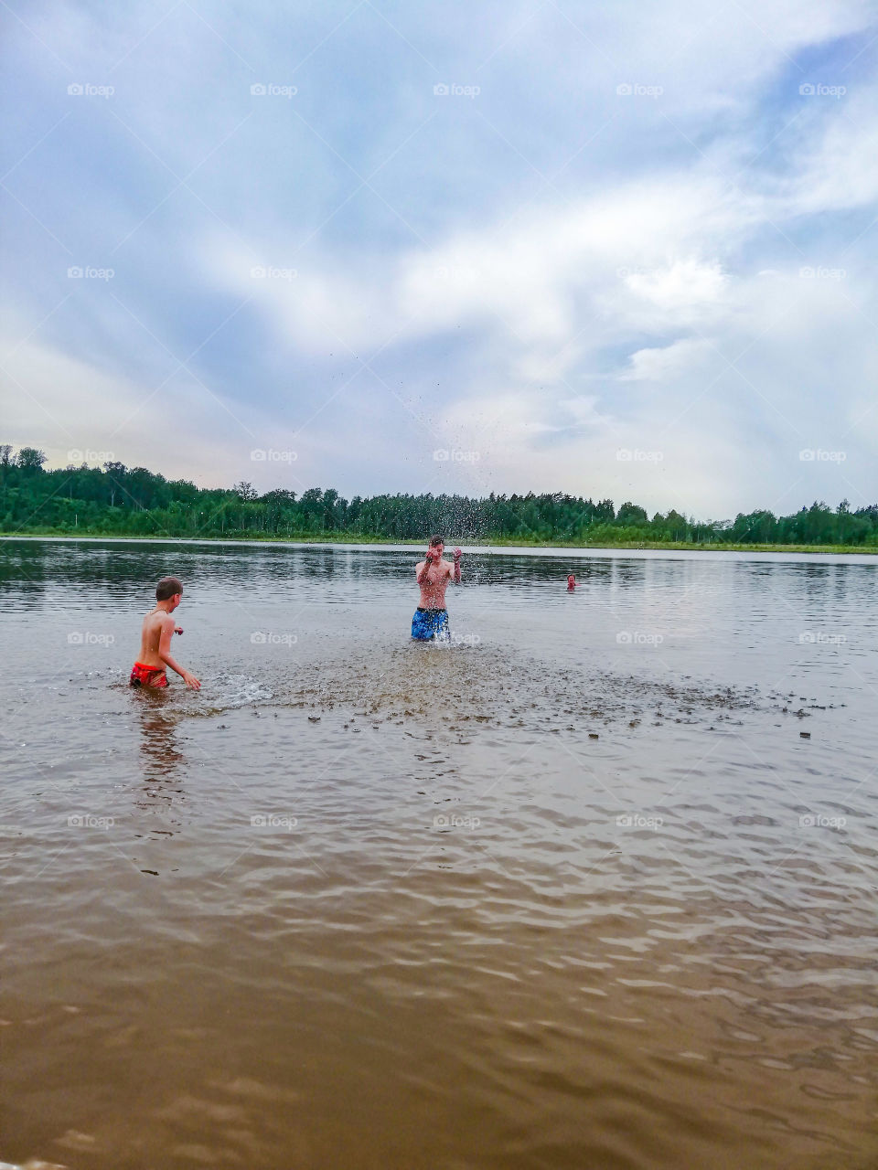 Swiming in the lake.