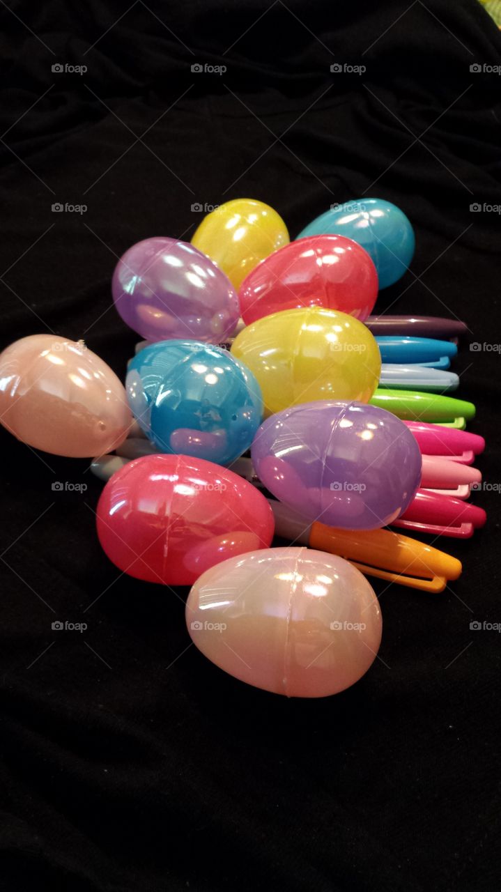 colorful permanent mark and eggs