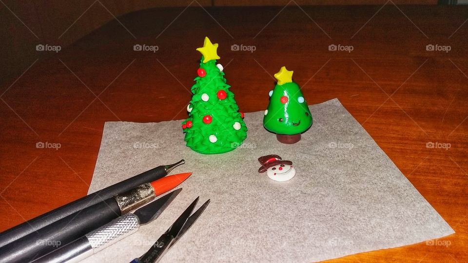 Christmas charms made from polymer clay