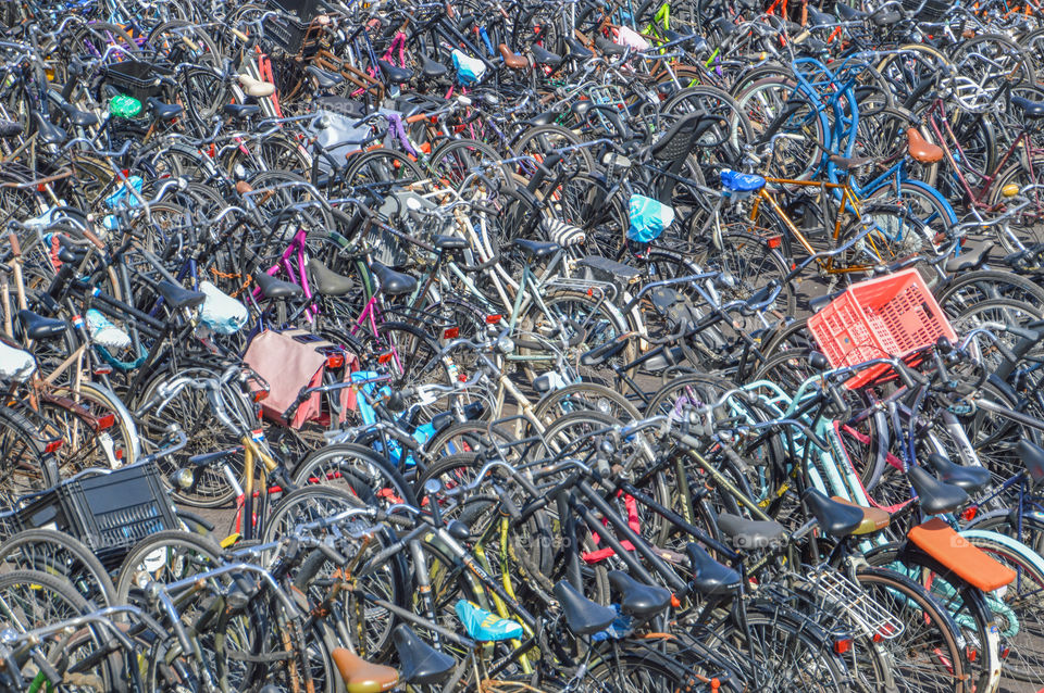 Bicycles Parking At Amsterdam The Netherlands