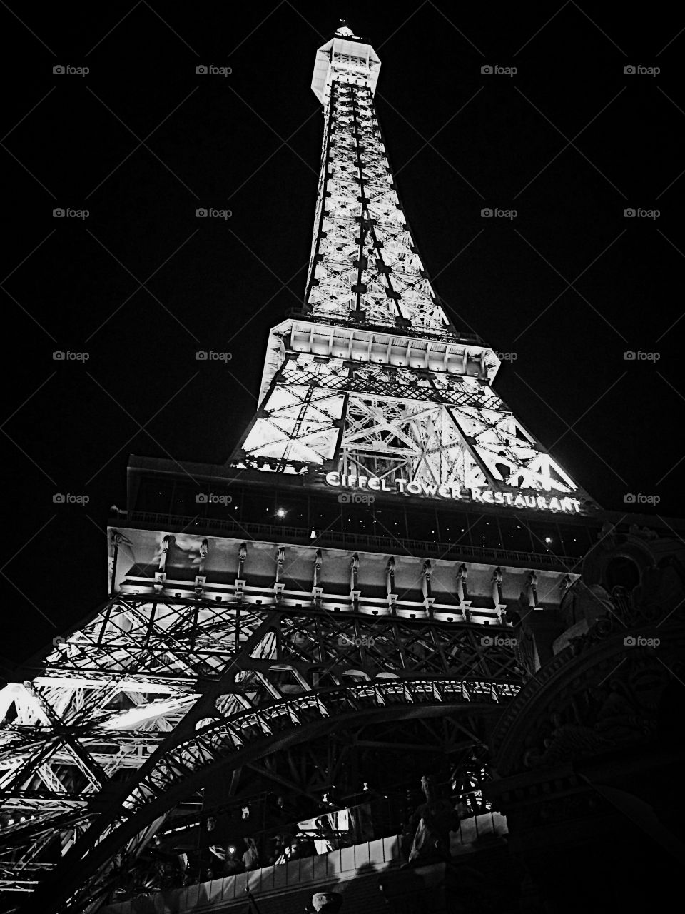 Paris hotel Las Vegas. Fine lines and lights in black and white 