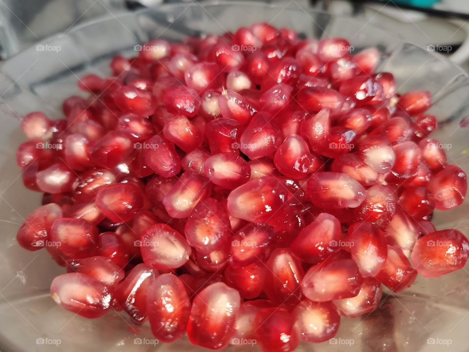 Delicious ripe pomegranate seeds