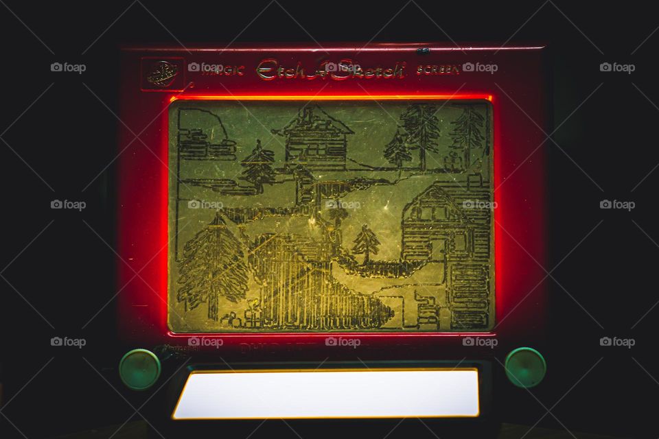 Centered desolate etch a sketch.