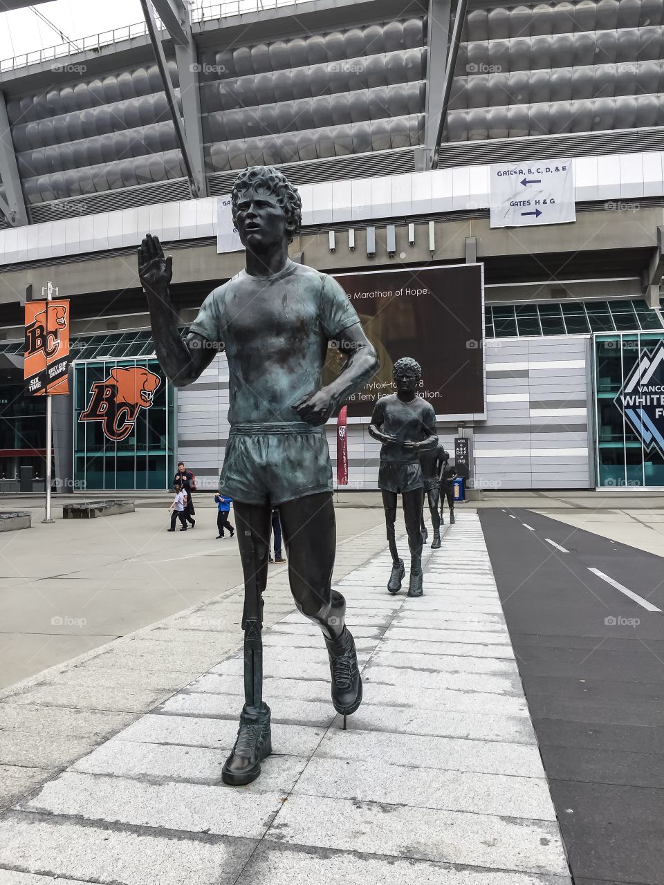 Terry fox statue display outside BC Place stadium in Vancouver, BC