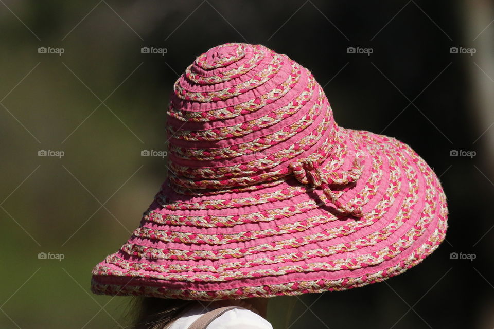 Close-up of pink sun hat